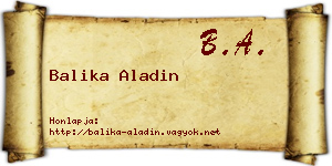 Balika Aladin névjegykártya